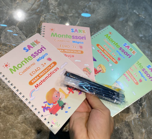 Libro montessori con trazos para escribir